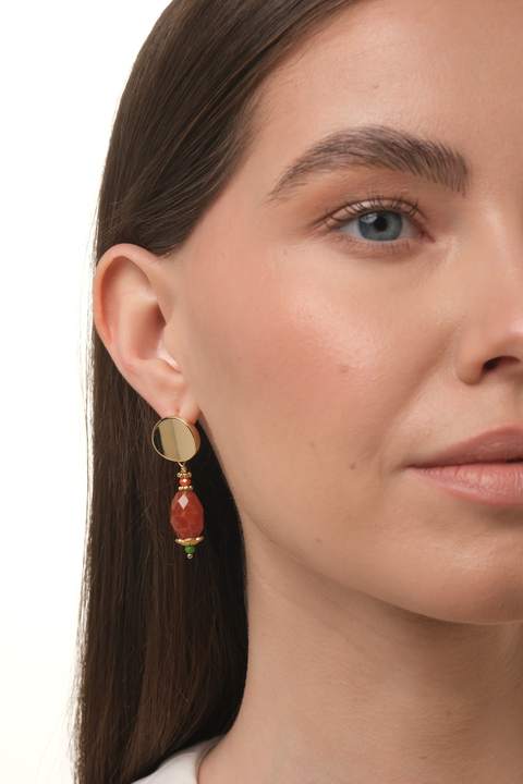 Серьги «Сард» с сердоликом и бирюзой · 4,5 см