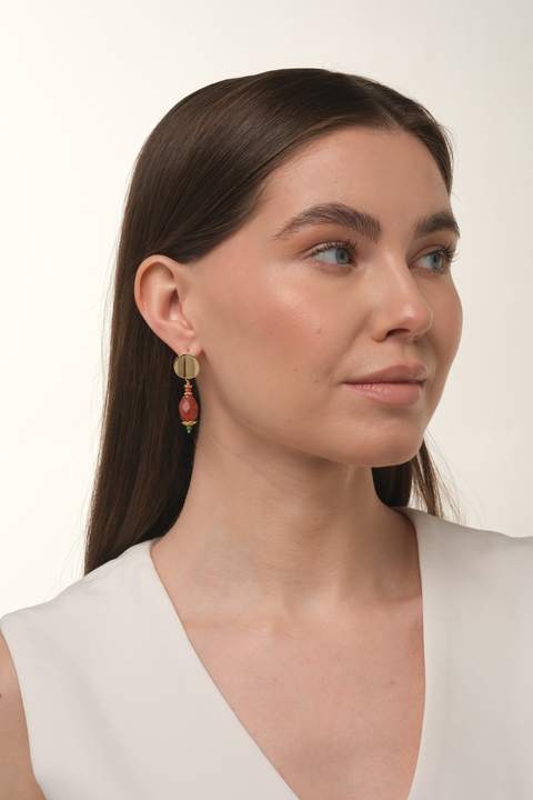 Серьги «Сард» с сердоликом и бирюзой · 4,5 см