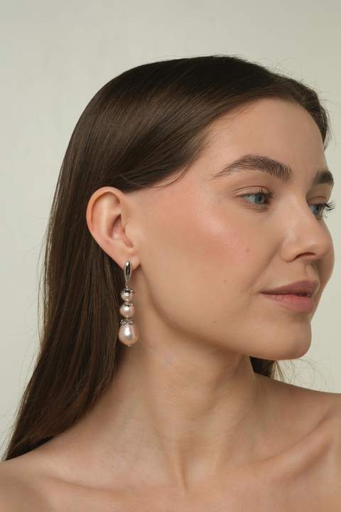 Серьги «Жеми» с хлопковым жемчугом, розовый каскад · 5,5 см